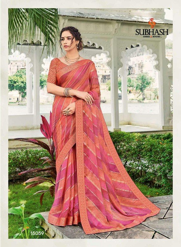 Subhash Gunjan Sb-15059 Multicolor Chiffon Saree