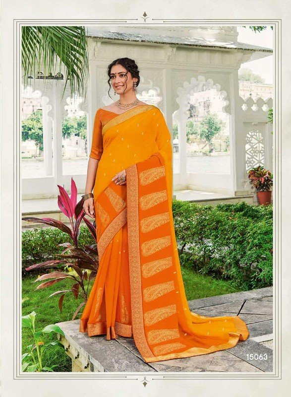 Subhash Gunjan Sb-15063 Orange Chiffon Saree