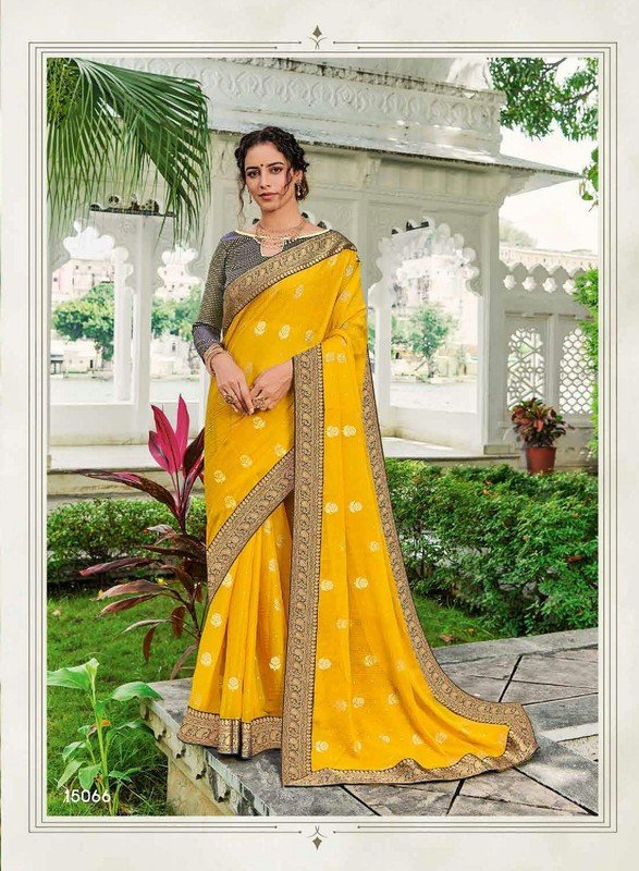 Subhash Gunjan Sb-15066 Yellow Chiffon Saree