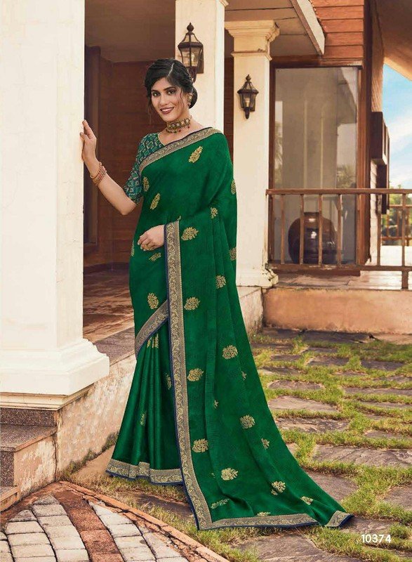 Subhash Mahira Sb-10374 Green Georgette Saree