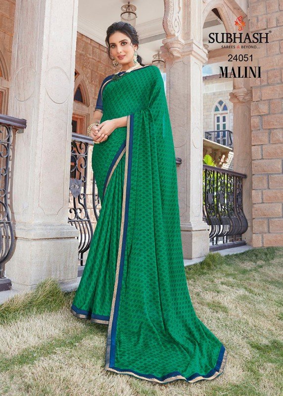 Subhash Malini Sb-24051 Green Viscose Georgette Saree