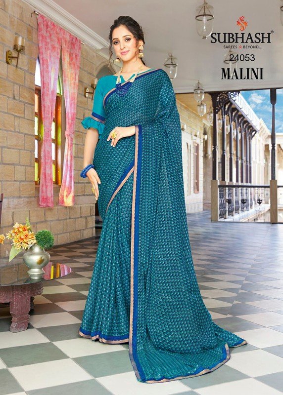 Subhash Malini Sb-24053 Blue Viscose Georgette Saree