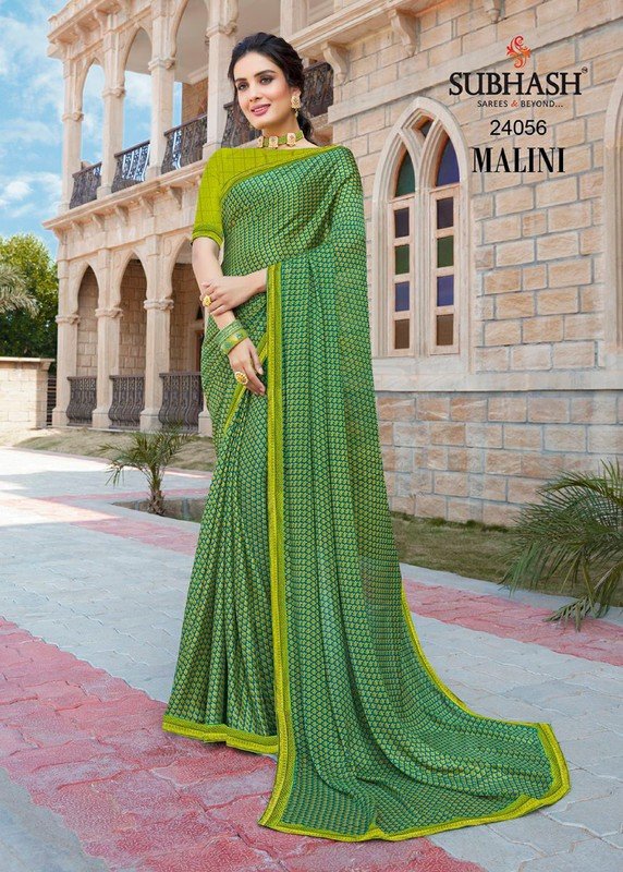 Subhash Malini Sb-24056 Green Viscose Georgette Saree