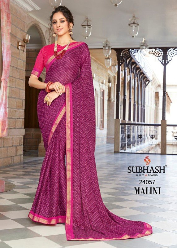 Subhash Malini Sb-24057 Violet Viscose Georgette Saree