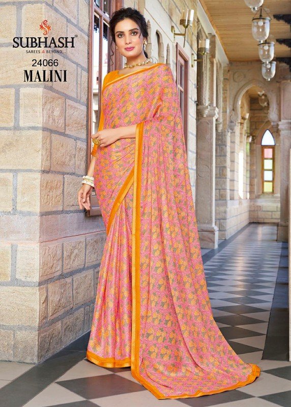 Subhash Malini Sb-24066 Pink Viscose Georgette Saree