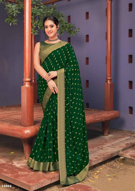 Subhash Manasvi Sb-14004 Green Georgette Saree