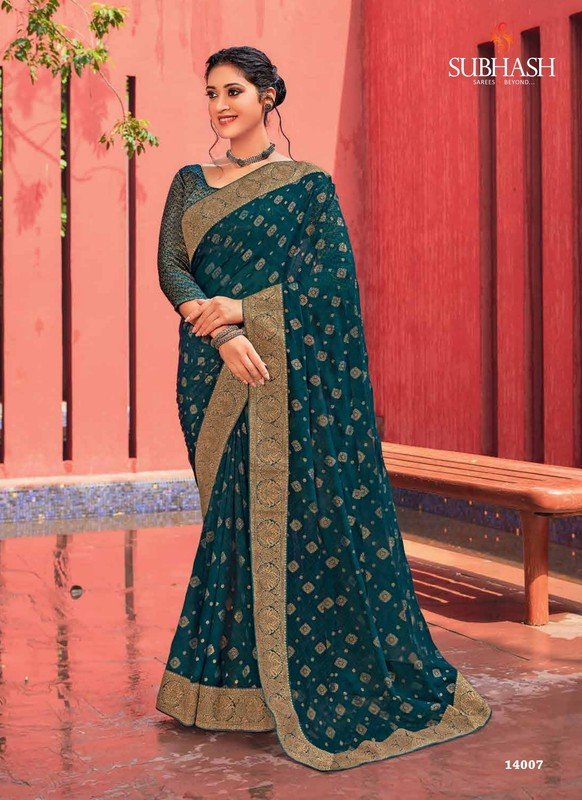 Subhash Manasvi Sb-14007 Blue Georgette Saree