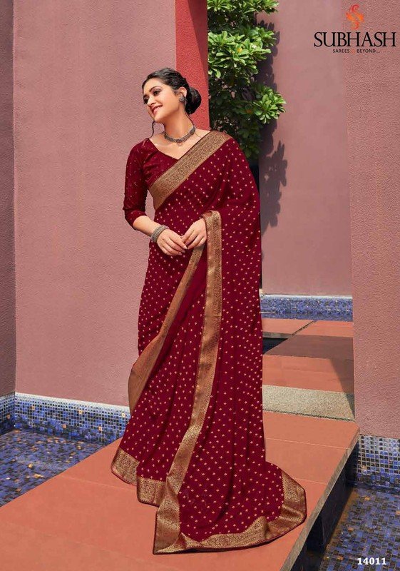 Subhash Manasvi Sb-14011 Red Georgette Saree