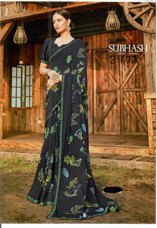 Subhash Manki Sb-31672 Black Georgette Saree