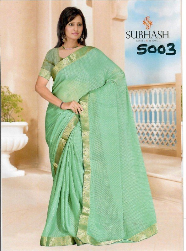 Subhash Manki Jl Sb-5003 Green Georgette Saree