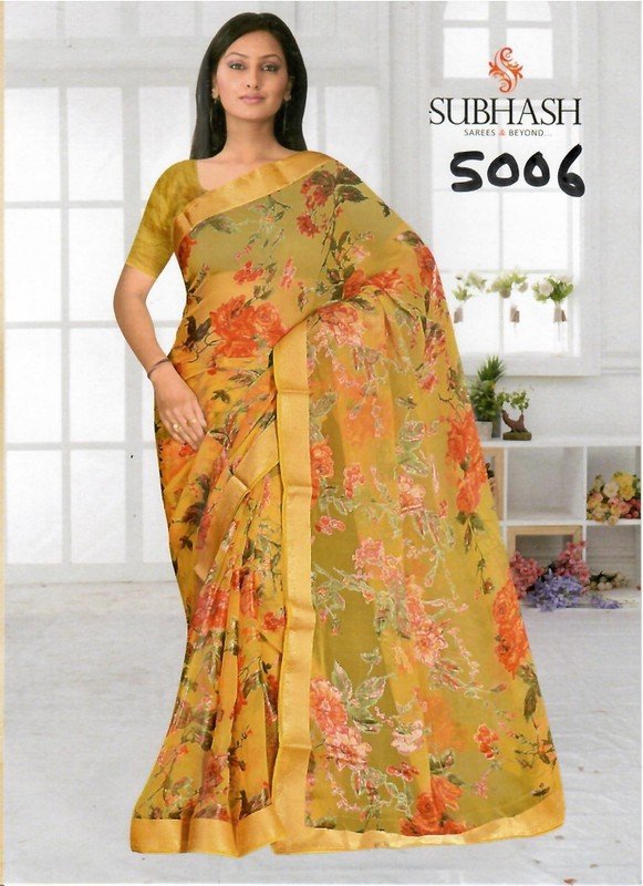 Subhash Manki Jl Sb-5006 Yellow Georgette Saree