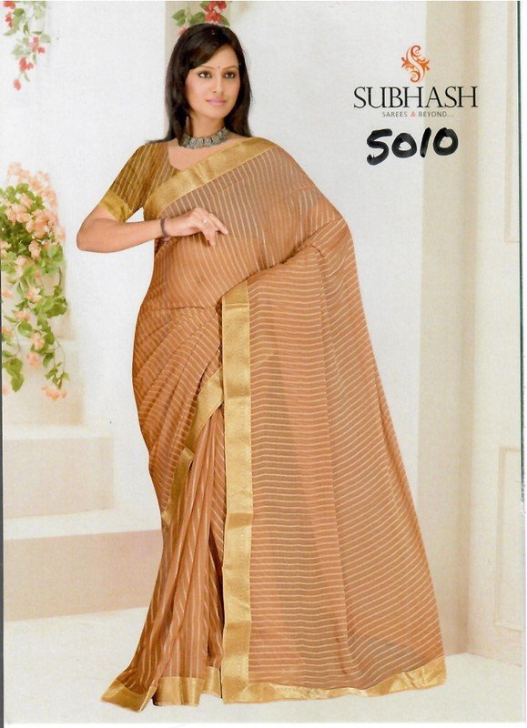 Subhash Manki Jl Sb-5010 Cream Georgette Saree