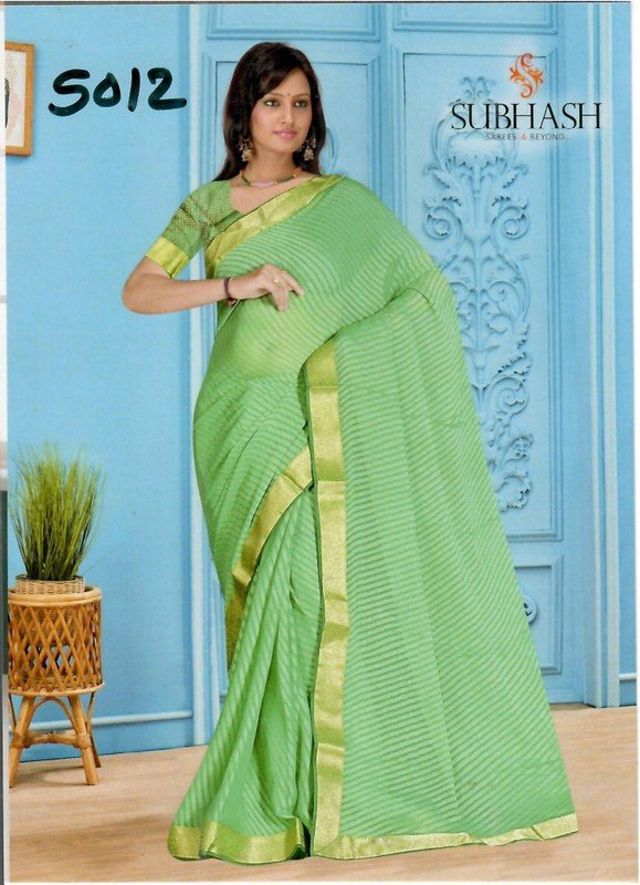 Subhash Manki Jl Sb-5012 Green Georgette Saree