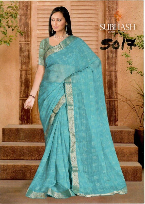 Subhash Manki Jl Sb-5017 Green Georgette Saree