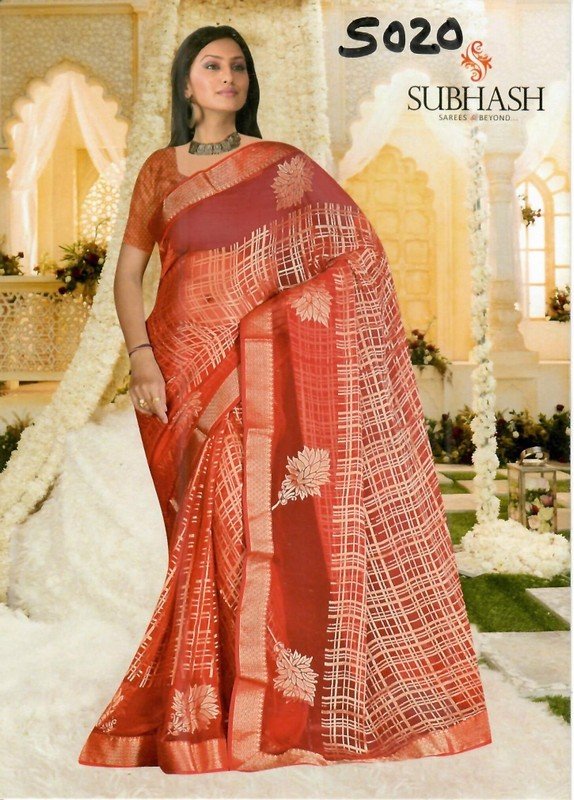 Subhash Manki Jl Sb-5020 Red Georgette Saree