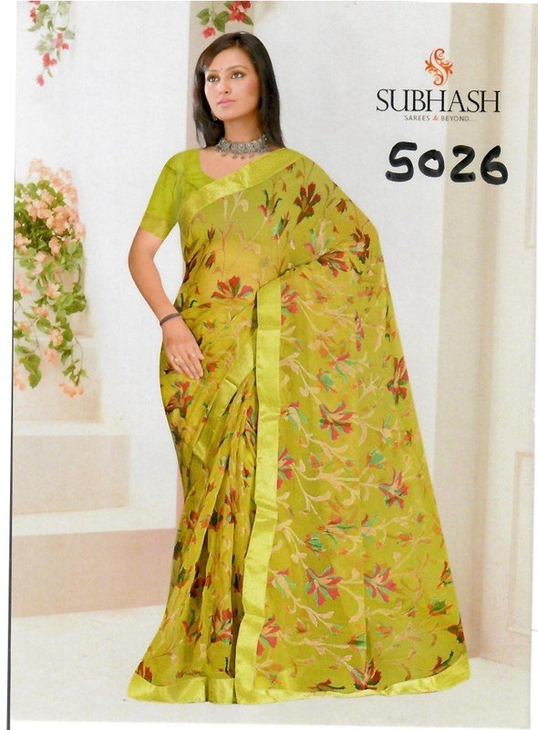 Subhash Manki Jl Sb-5026 Yellow Georgette Saree