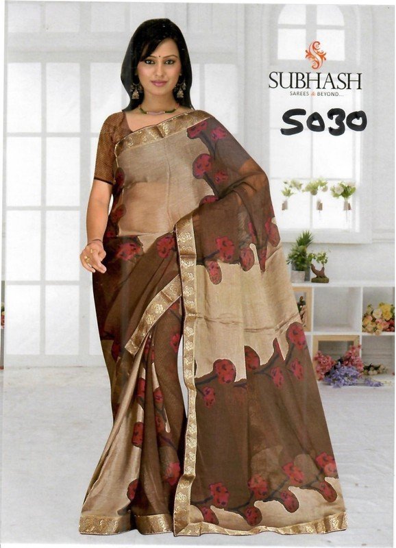 Subhash Manki Jl Sb-5030 Brown Georgette Saree