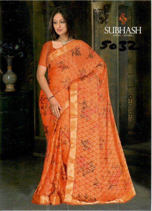 Subhash Manki Jl Sb-5032 Orange Georgette Saree