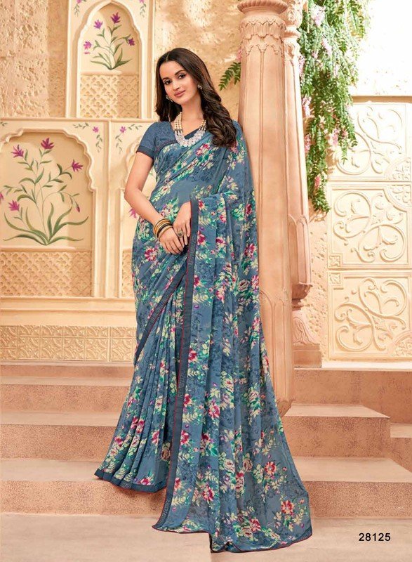 Subhash Radha-5 Sb-28125 Grey Georgette Saree