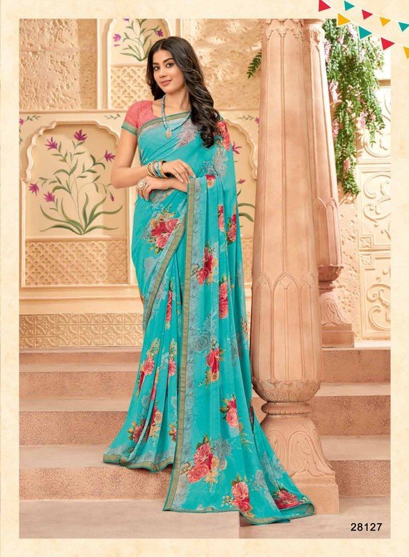 Subhash Radha-5 Sb-28127 Blue Georgette Saree