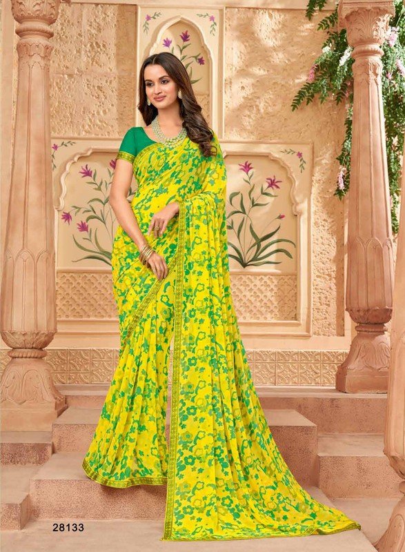 Subhash Radha-5 Sb-28133 Yellow Georgette Saree