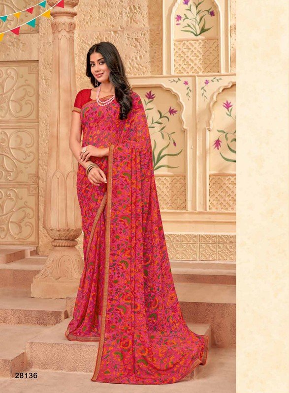 Subhash Radha-5 Sb-28136 Pink Georgette Saree