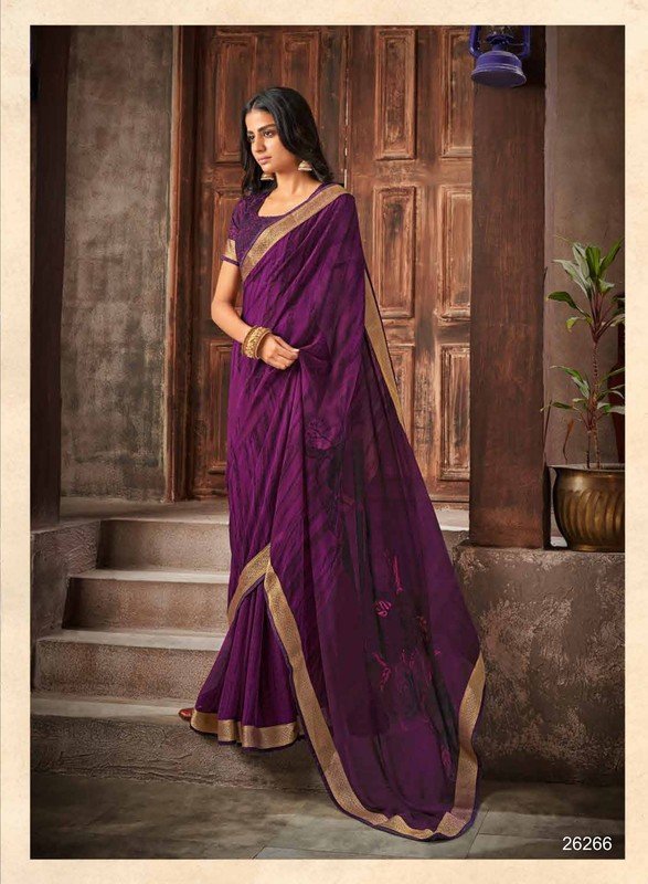 Subhash Radha Sb-26266 Violet Silk Chiffon Saree