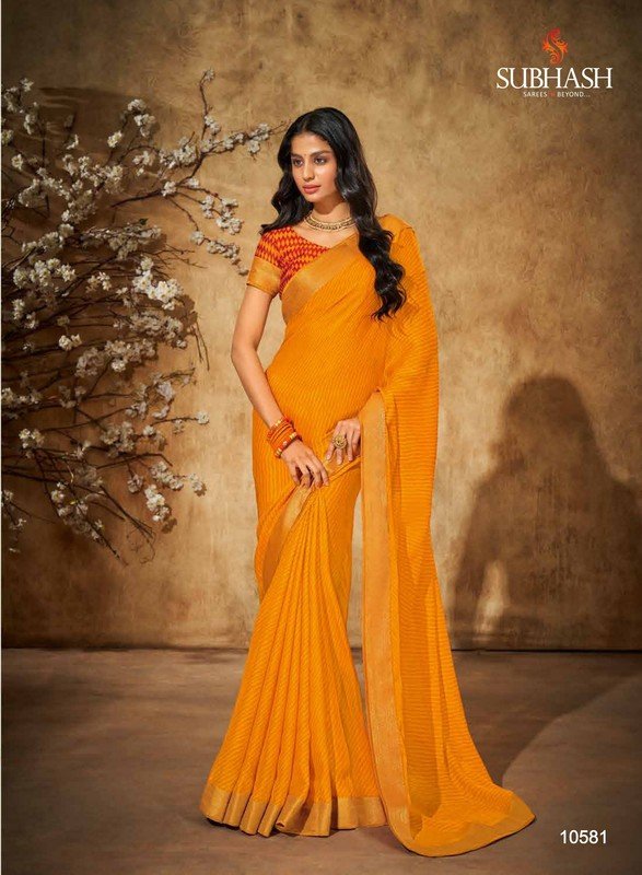 Subhash Riviera-15 Sb-10581 Yellow Georgette Saree