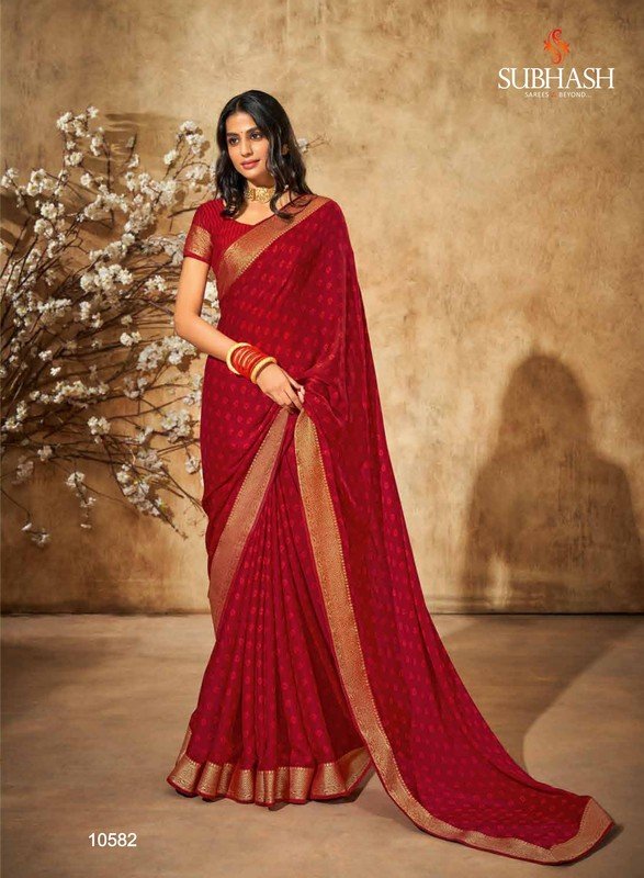 Subhash Riviera-15 Sb-10582 Red Georgette Saree