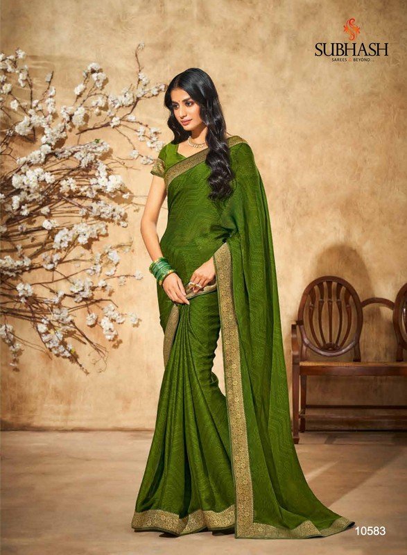 Subhash Riviera-15 Sb-10583 Green Georgette Saree