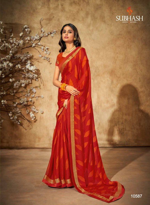 Subhash Riviera-15 Sb-10587 Red Georgette Saree