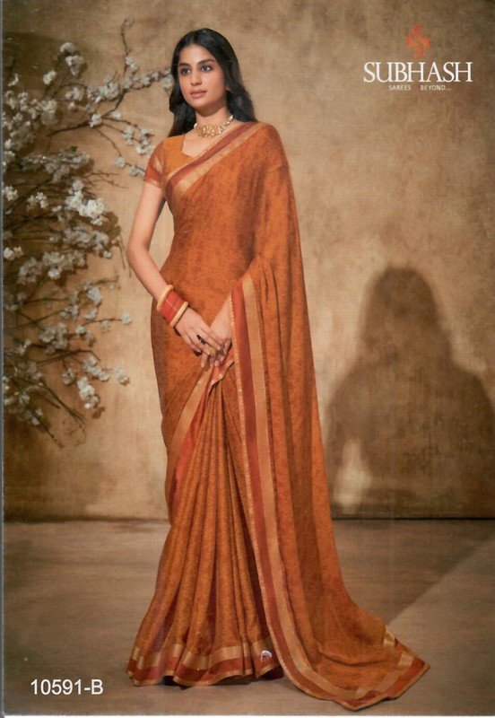 Subhash Riviera-15 Sb-10591-B Brown Georgette Saree