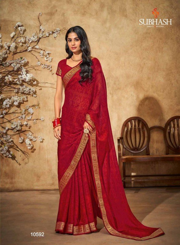 Subhash Riviera-15 Sb-10592 Red Georgette Saree