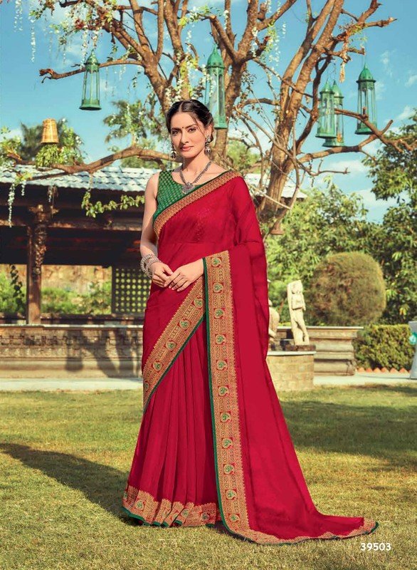 Subhash Saanchi Sb-39503 Red Chiffon Saree