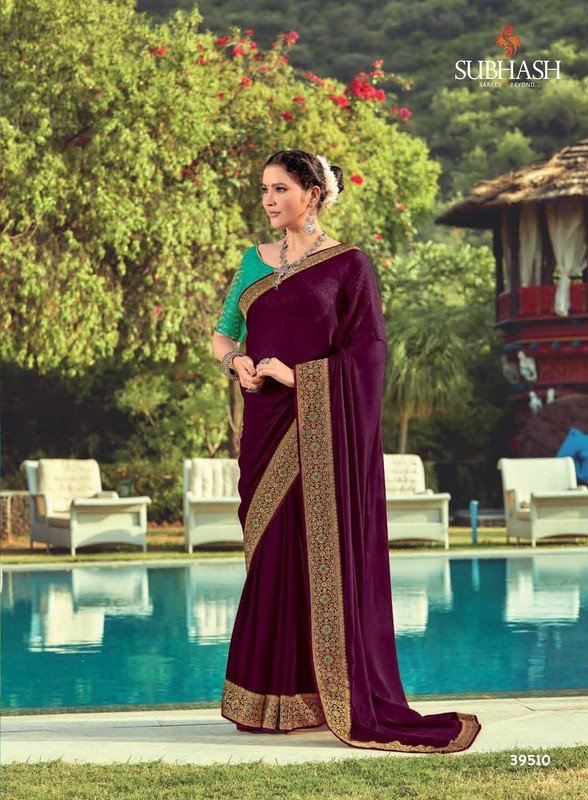 Subhash Saanchi Sb-39510 Violet Chiffon Saree