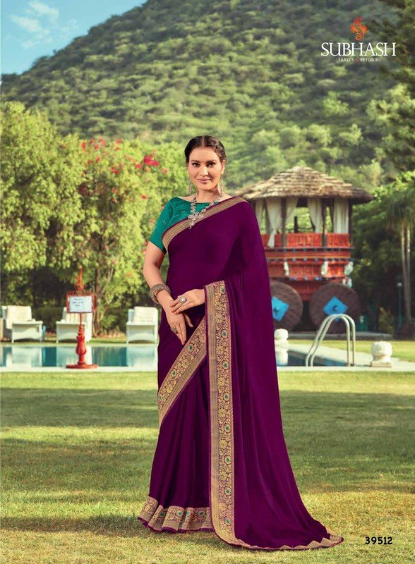 Subhash Saanchi Sb-39512 Violet Chiffon Saree