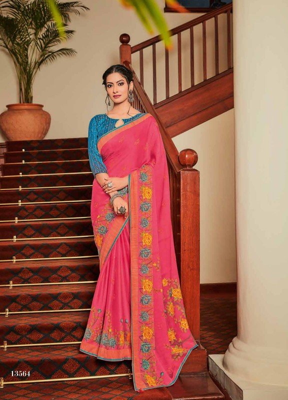 Subhash Sajawat Sb-13564 Pink Brasso Silk Saree