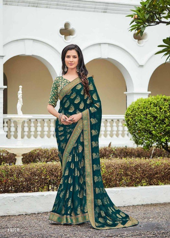 Subhash Sajawat Sb-13570 Green Brasso Saree