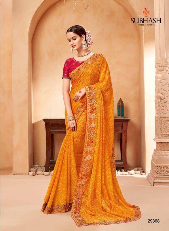 Subhash Shankari-3 Sb-29368 Yellow Georgette Saree