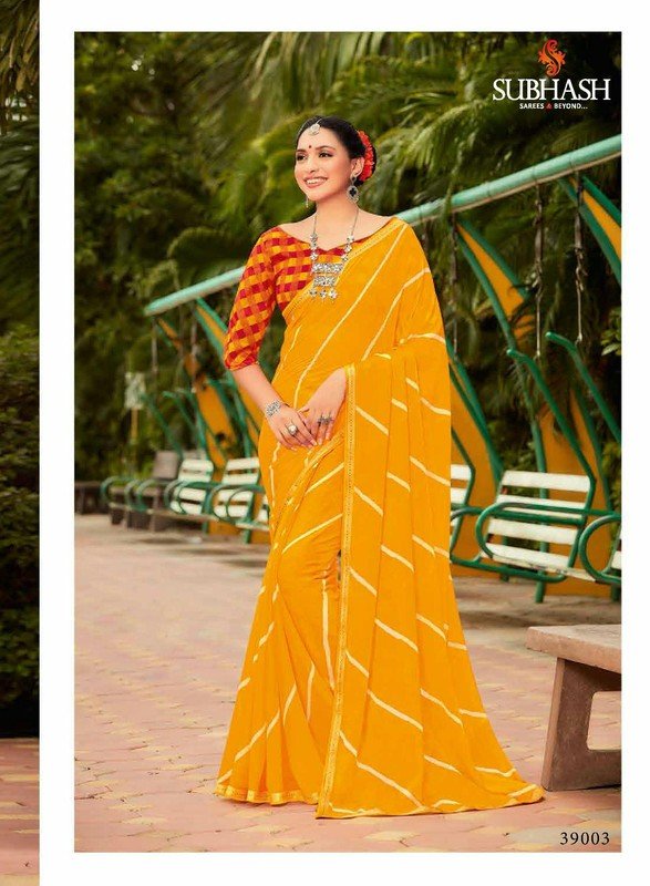 Subhash Shankari Sb-39003 Yellow Chiffon Saree