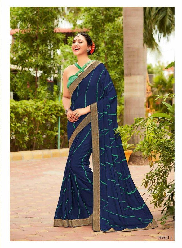 Subhash Shankari Sb-39011 Blue Chiffon Saree