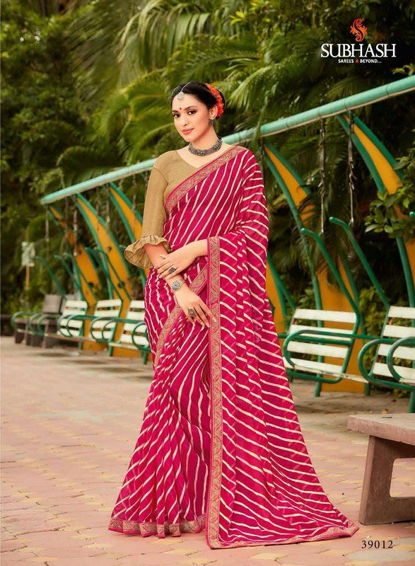 Subhash Shankari Sb-39012 Pink Chiffon Saree