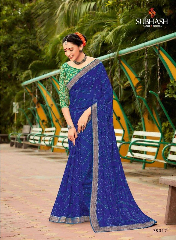 Subhash Shankari Sb-39017 Blue Chiffon Saree