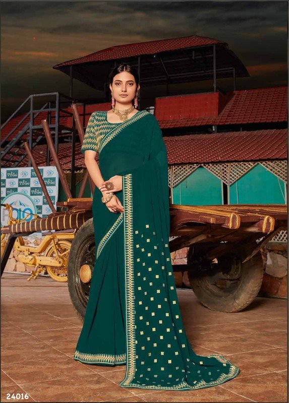 Subhash Twilight Sb-24016 Green Chiffon Saree