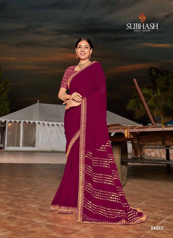 Subhash Twilight Sb-24017 Violet Chiffon Saree