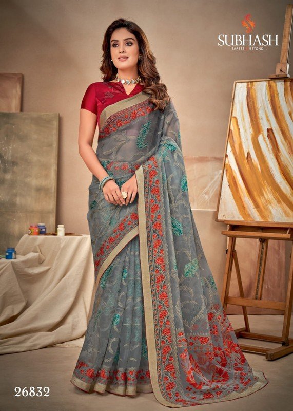 Subhash Vaama Sb-26832 Multicolor Organza Saree