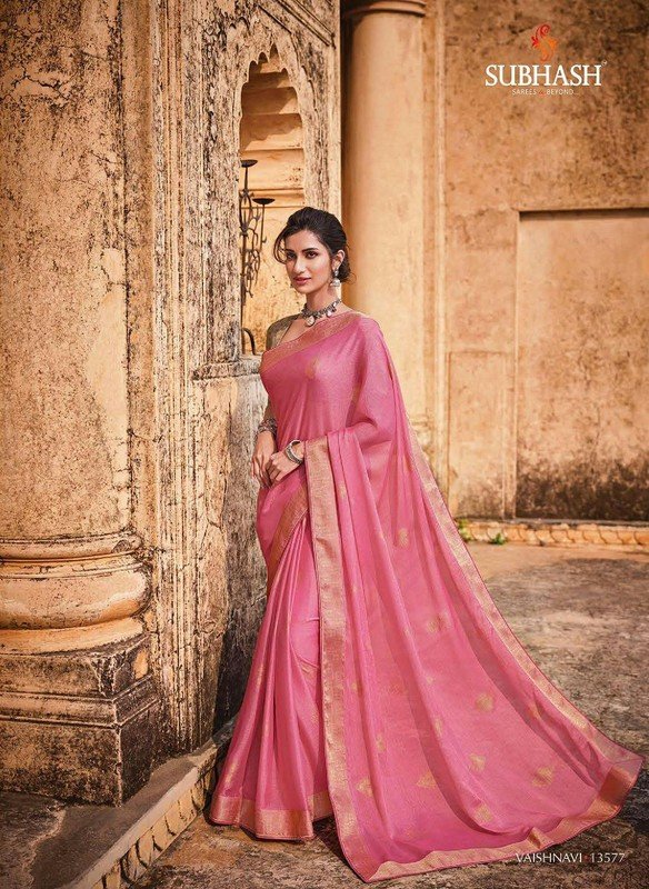 Subhash Vaishnavi Sb-13577 Pink Brasso Saree