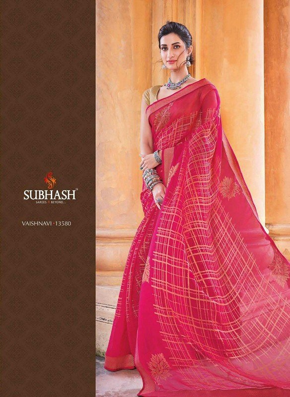 Subhash Vaishnavi Sb-13580 Pink Brasso Saree