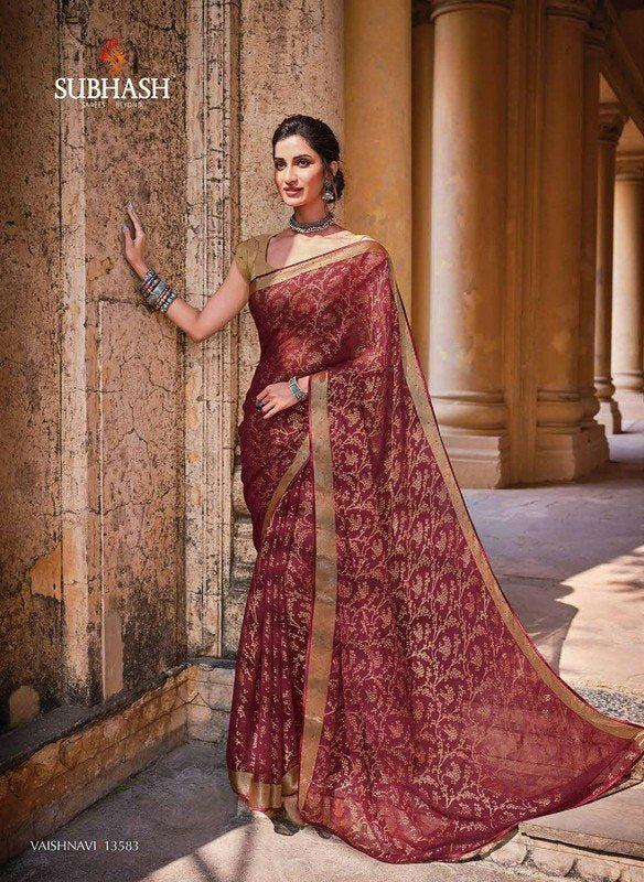 Subhash Vaishnavi Sb-13583 Violet Brasso Saree