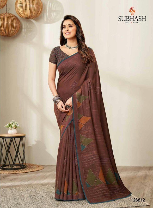 Subhash Vikram Vedha Sb-26812 Brown Soft Cotton Saree